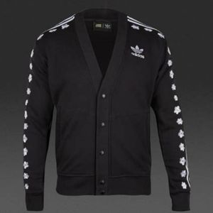 Adidas originals Pharrell Williams jacket black w/ floral daisy print 3 stripe